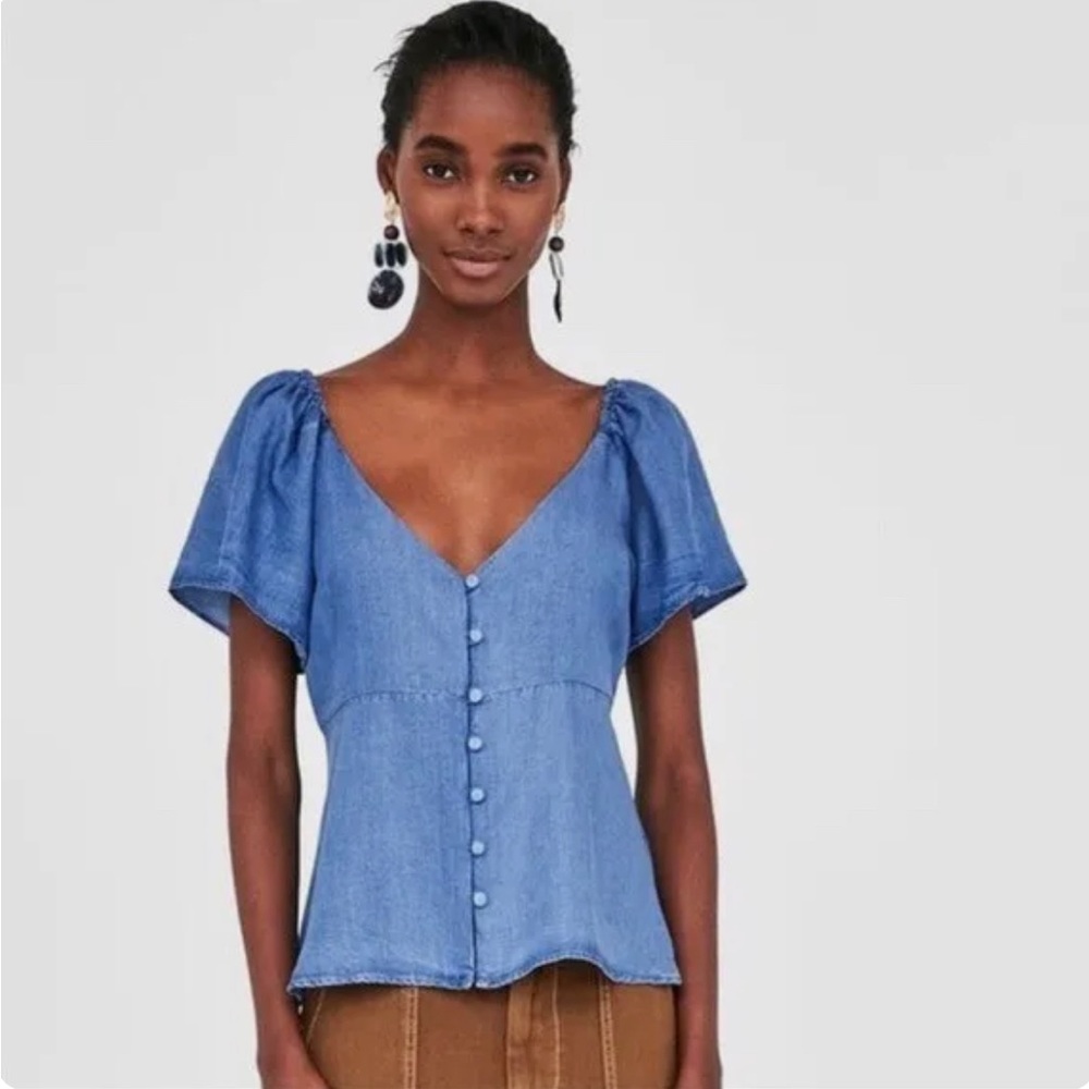 Zara Chambray Top